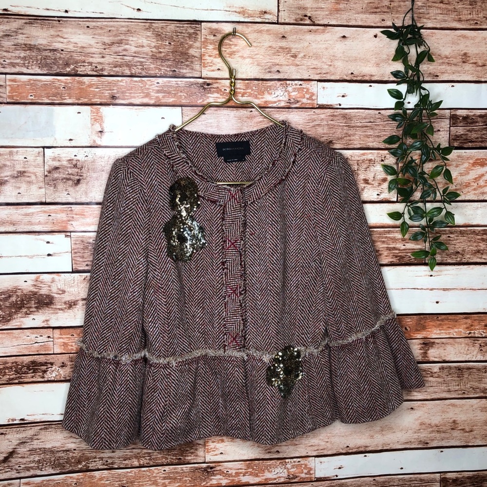 BCBGMaxAzria Tweed Bohemian Classy Jacket Blazer